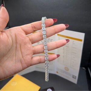 26cttw VVS1 Moissanite Diamond 1ct ea tennis bracelet 925 size 6.9”